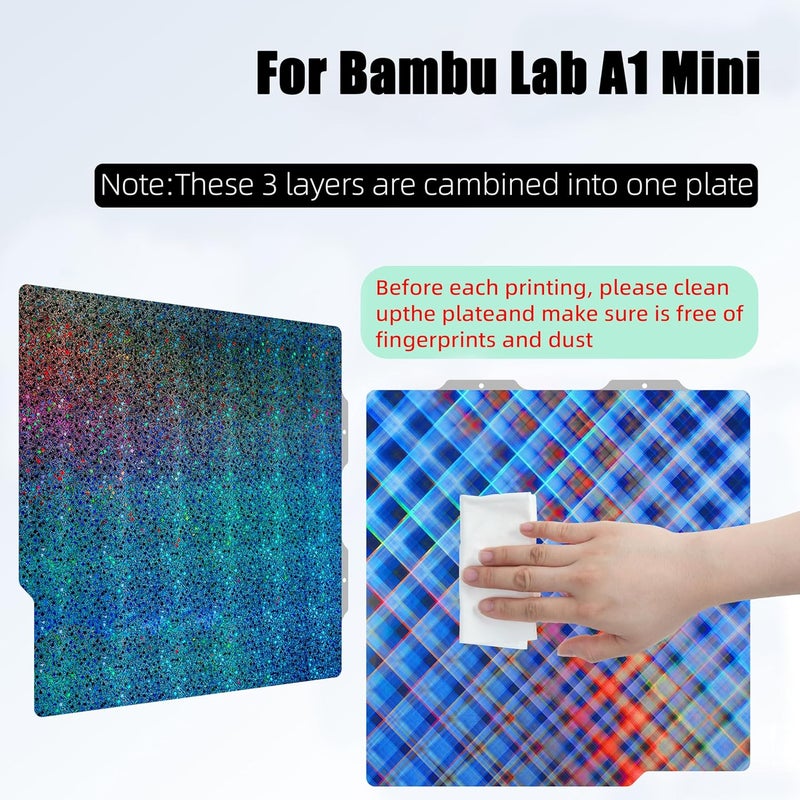 GOMENL Build Plate for Bambu Lab A1 Mini 3D Printer: PEI Build Plate Carbon PET Diamond PEO PEY Plate 3D Printing Accessories Textured Smooth Sheet Bed 184x184mm (PEY-Skynet+ PEY-Star) - Image 2